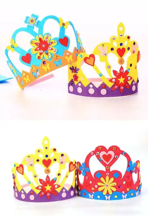 皇冠儿童手工制作材料包幼儿园diy生日帽子头饰创意礼物3个手工皇冠a