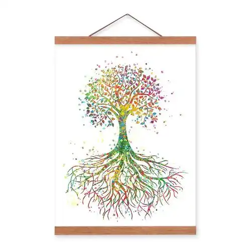 新款现代抽象水彩生命树相框画芯定制北欧简约卧室客厅大装饰画