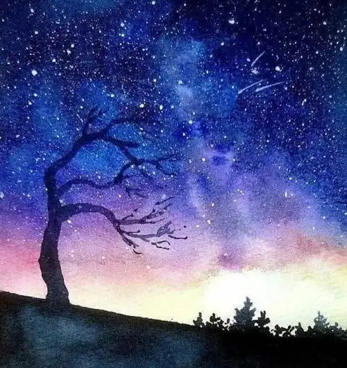 零基础唯美星空,插画丙烯油画水彩水粉入门绘画素材大全合集分享