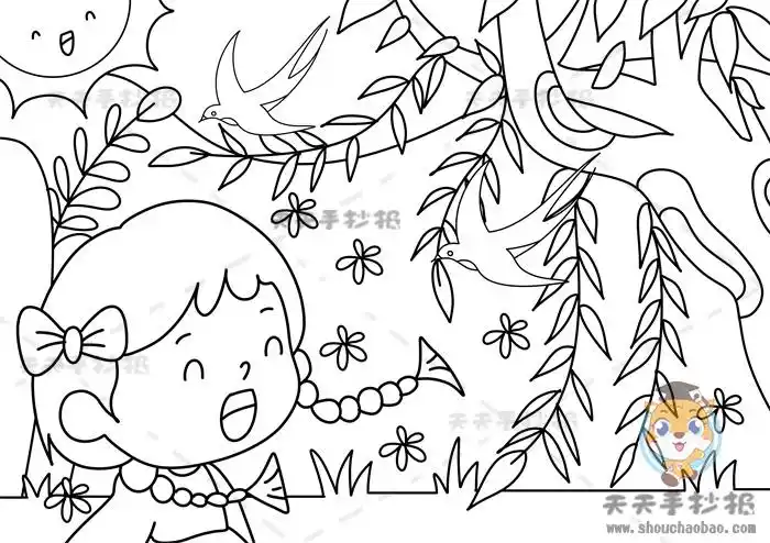 图画春天简笔画,春天简笔画简单_大山谷图库