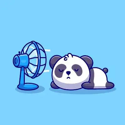 可爱手绘吹风扇熊猫卡通矢量素材