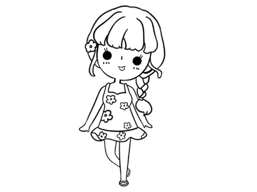 夏日泳装小女孩简笔画的画法