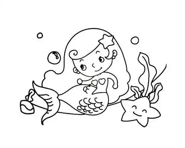 海底美人鱼世界简笔画
