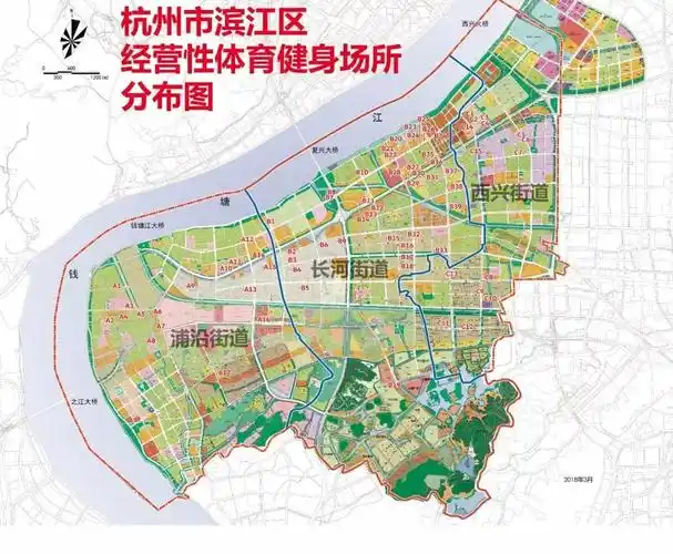 滨江区经营性体育健身场所分布图#滨江区体育服务业企业数量仅次于