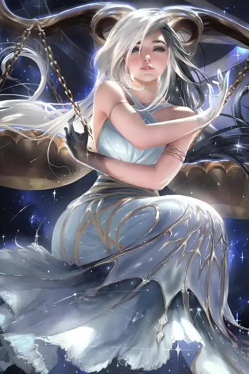 天秤座美女银发晚礼服蕾丝手套动漫高清壁纸