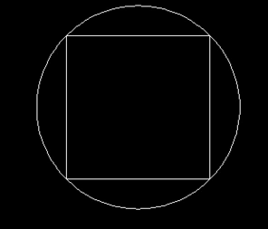 cad中怎么画正方形外接圆?