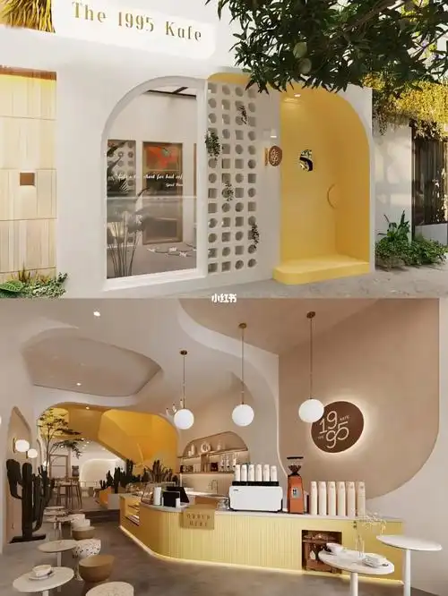 甜品店设计超温柔的奶油原木系咖啡甜品店