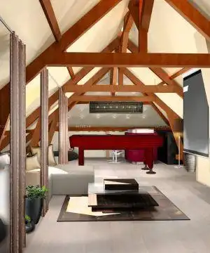 休闲木屋别墅尖顶阁楼装修效果图片