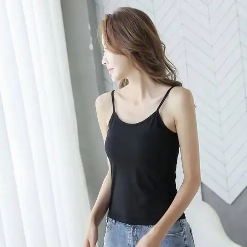 【高弹力】蕾丝小吊带背心女内穿学生内搭外穿性感打底吊带 蕾丝黑