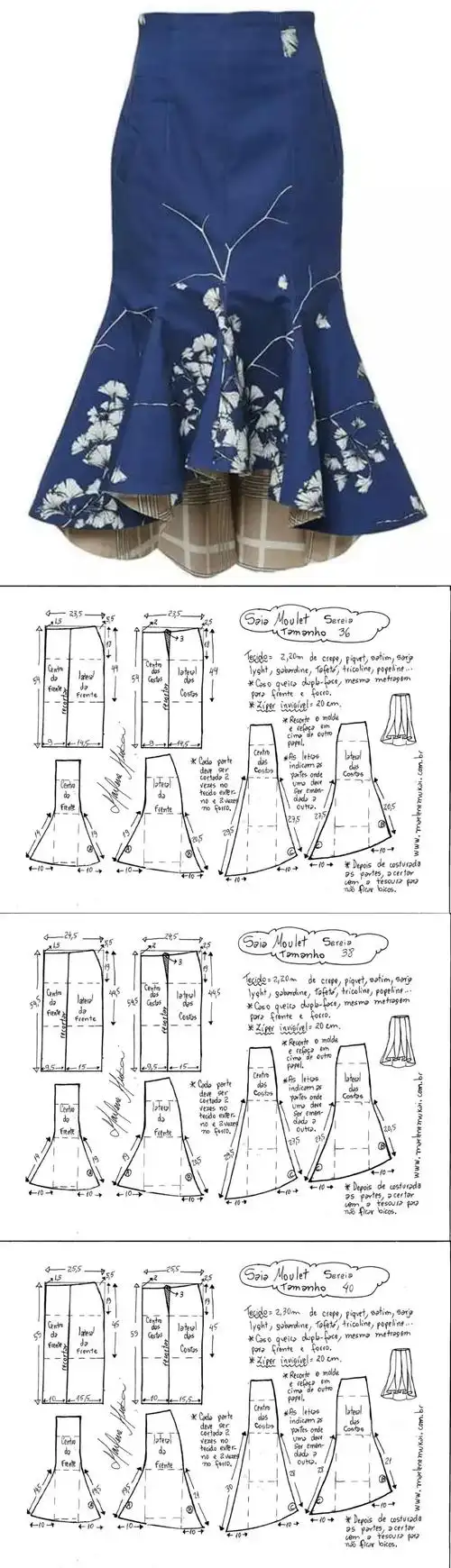 鱼尾裙半身裙图纸