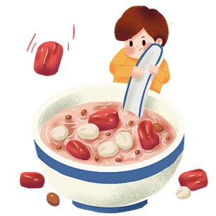 腊八节卡通女孩拌腊八粥png素材腊八节端着腊八粥人物卡通手绘免扣png