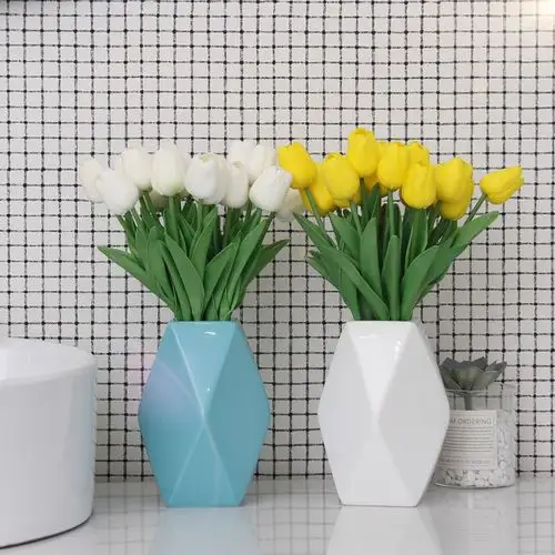 创意几何菱形北欧风格客厅插干花陶瓷小花瓶花器现代简约桌面摆件