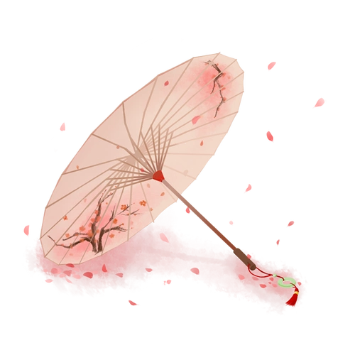 古风油纸伞落花瓣