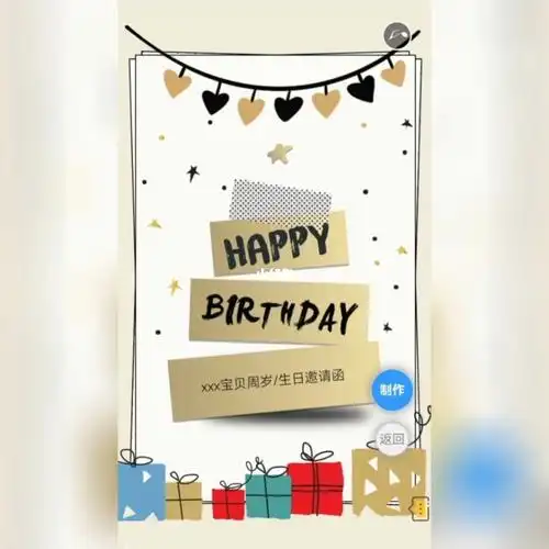 宝宝周岁宴邀请函周岁生日电子请柬制作