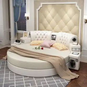 圆床双人床电动动力床带音响情侣双人软包大床公主床酒店客房床 多