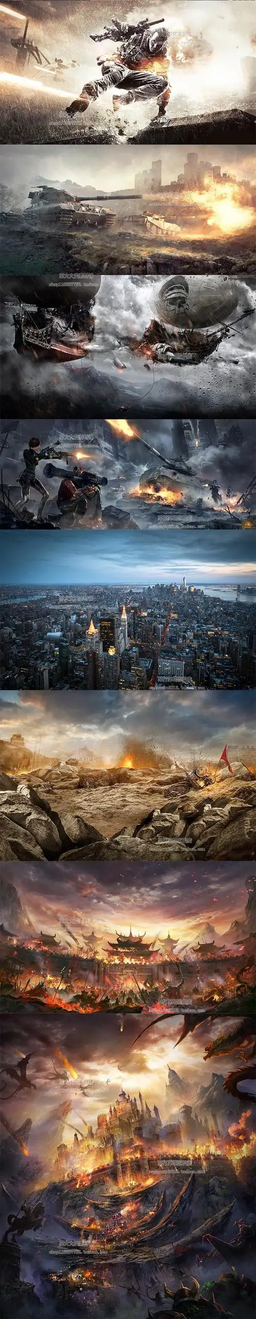 1万张战争场景cg图片素材背景军事机械科幻大场面战斗科技感淘宝网