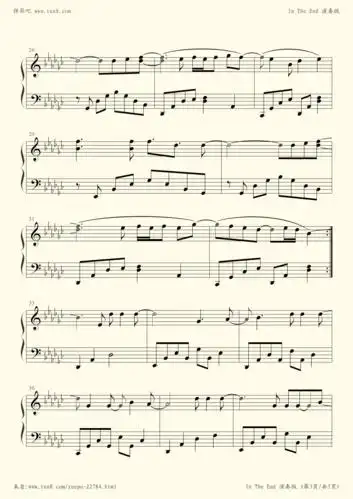 钢琴谱 - in the end (林肯公园,优美演奏版)
