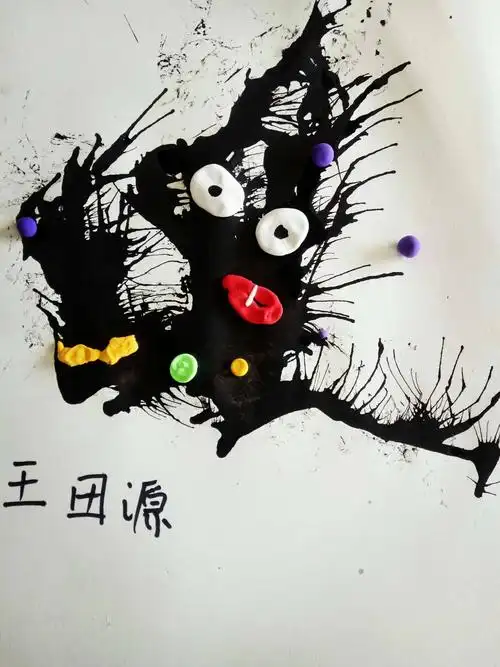 3.14三幼美术社团第一周作品吹画《小怪兽》