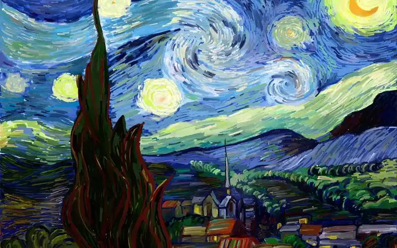活动作品板绘梵高星月夜