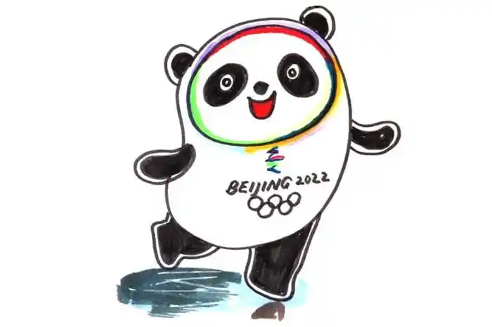 冬奥会滑冰的冰墩墩简笔画教程