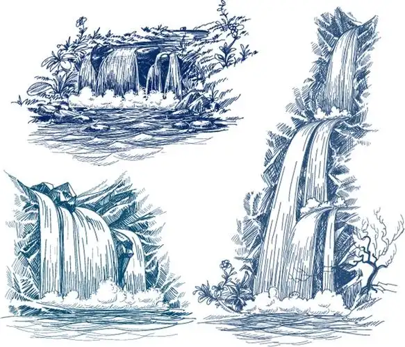 关键词:手绘瀑布素描手绘瀑布水流蓝色素描