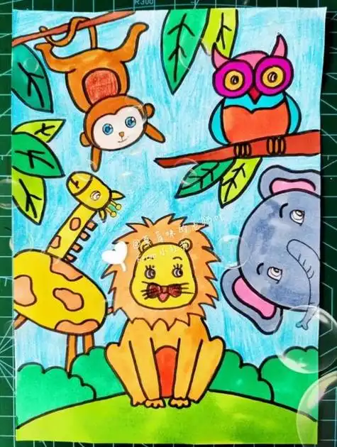 动物聚会简笔画动物绘画  动物简笔画  主题画  动物狂欢会  动物聚会