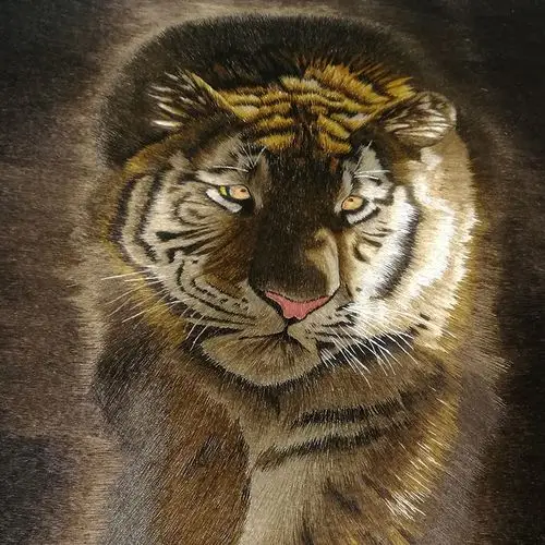 湘绣手工刺绣成品办公室客厅挂画装饰画软裱虎虎生威湘绣