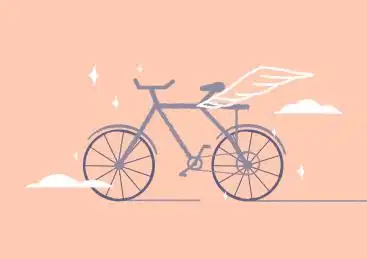 一辆自行车 插画 绘制