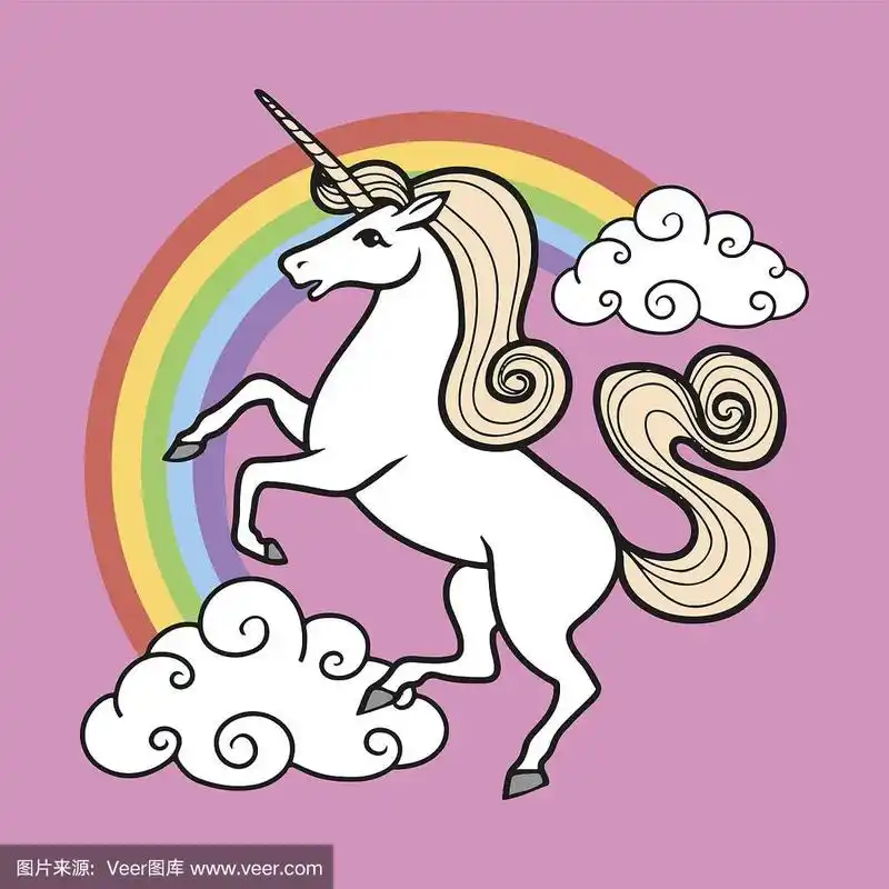 独角兽,云,彩虹,卡通,神马