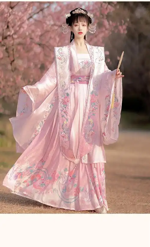 卡辑古装汉服女夏宋制霞帔中国风仙气对襟广袖流仙裙原创全套装薄款