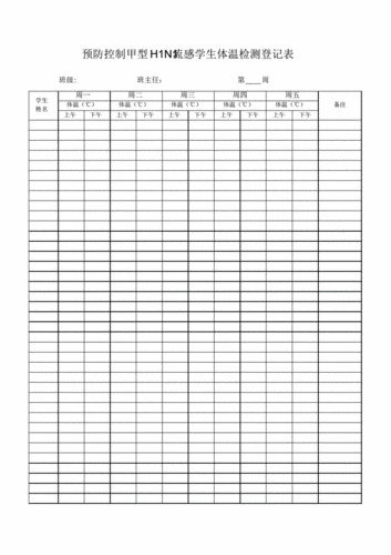 完整版学生体温检测登记表pdf1页