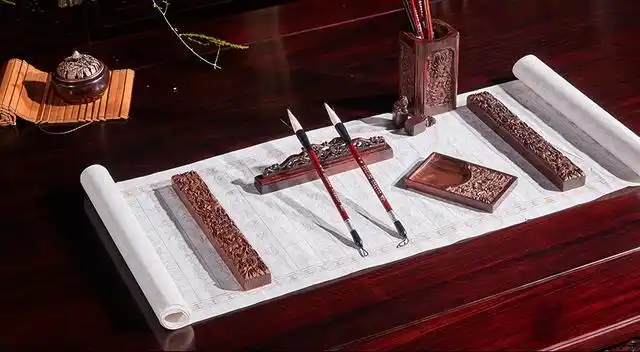 大红酸枝制作的文房四宝会是什么样的