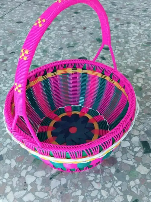 手工编织水果篮子收纳筐手提塑料编织篮提菜