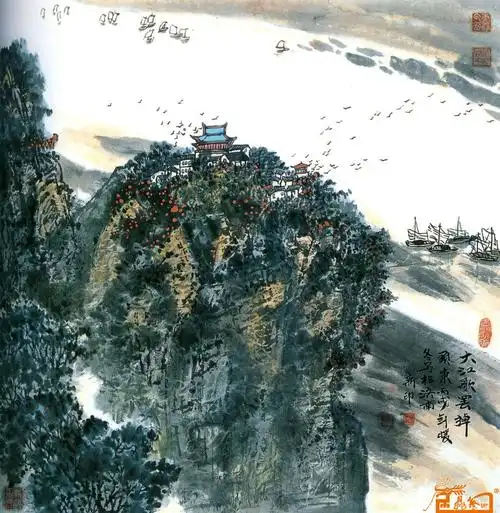 名家 敬新印 国画 - 大江歌罢掉头东