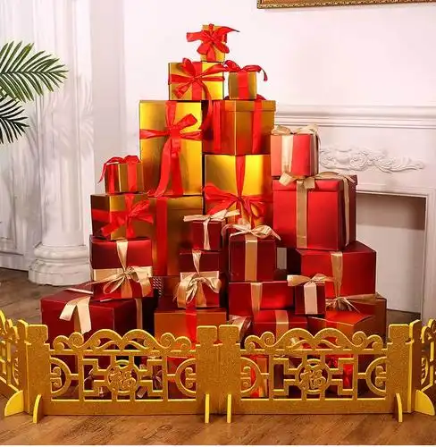 圣诞节礼物盒3件套7件套礼品盒子商场橱窗布置堆头摆件装饰品纸盒