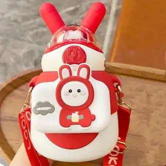 宋昂儿童保温杯上学管水杯食品级可爱学生便携大肚杯550ml红小兔