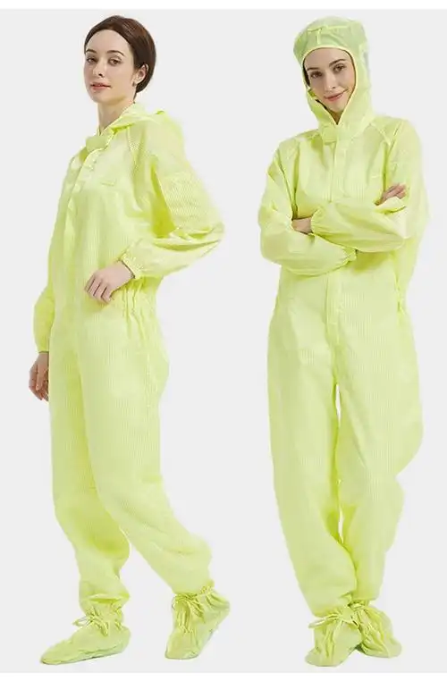 连体洁净服无尘服工作服防尘服无菌服车间全身净化服 黄色 4连体高