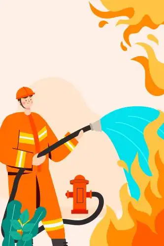 消防员灭火矢量插画