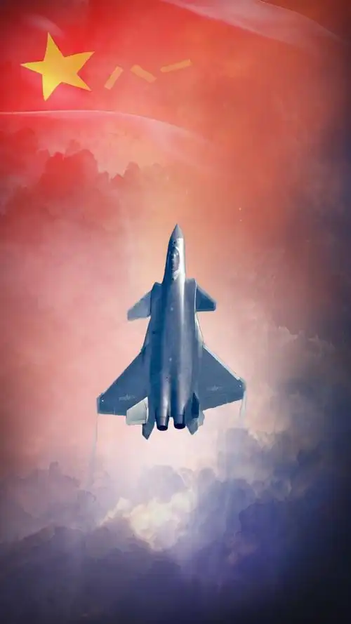 无水印!歼20列装纪念壁纸.威龙在天,大赞!大赞!(红色调版)#军旅壁纸