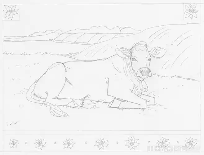 学习如何画一只淮安广告公司躺在田野里的牛