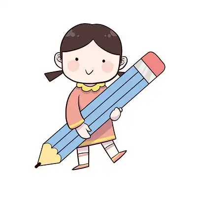 卡通手绘拿笔的小孩人物素材
