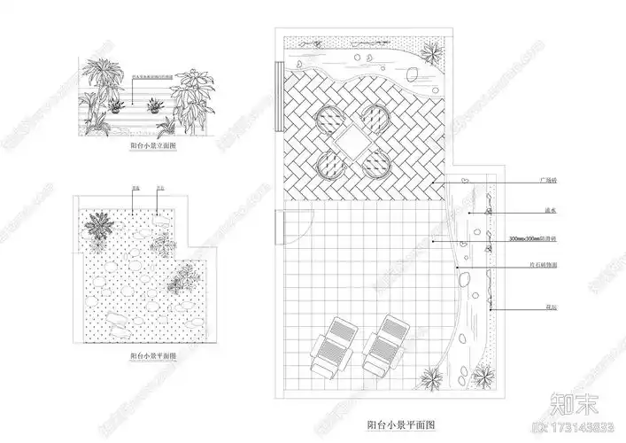 cad庭院园林竹子景施工图下载