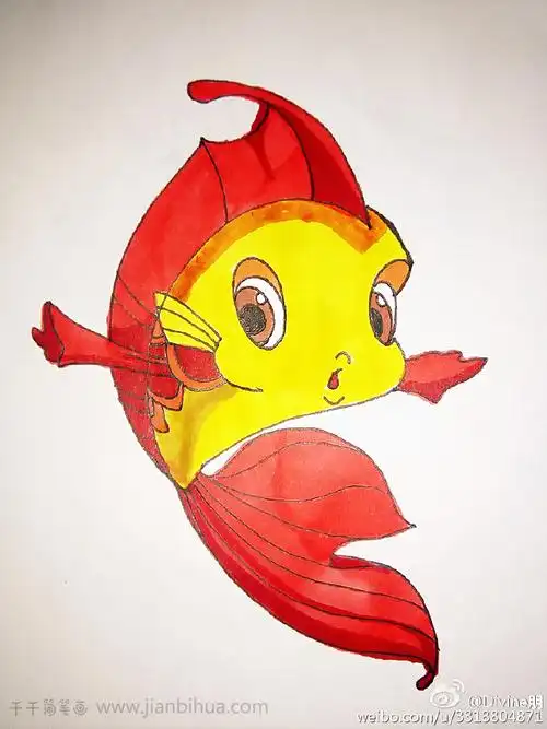 小鲤鱼泡泡简笔画