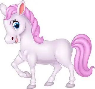 孤立在白色背景上的可爱的小马马配上白色孤立的小马驹卡通白色小马