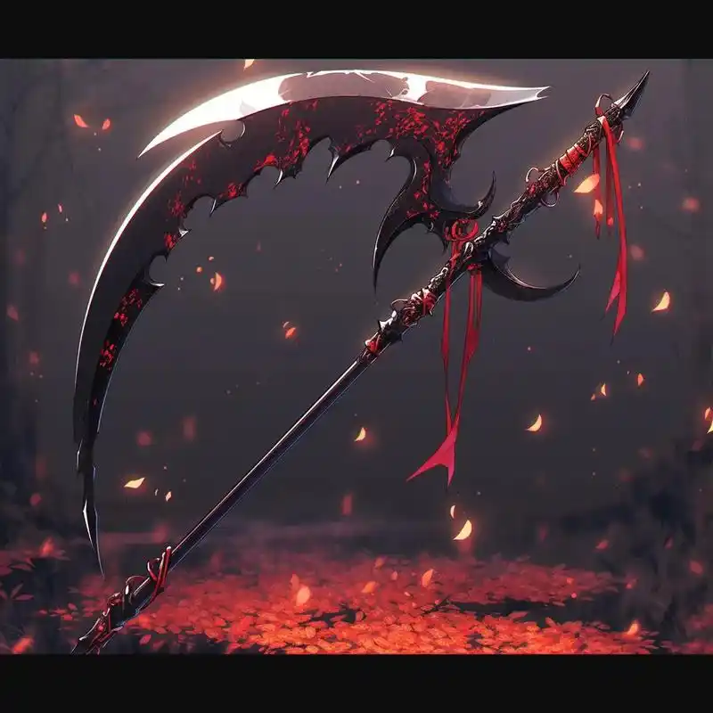 神器: 嗜血魔镰.🔹外观:
这是一把狰狞可怖的大镰刀,完全