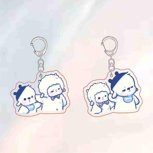 可爱小羊小狗生气哄不好创意搞怪亚克力双面透明可爱卡通书包挂件