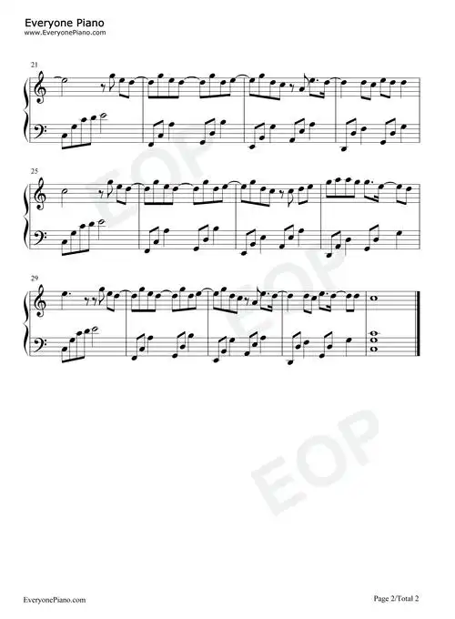 劫-c调简单版-琉璃ost五线谱预览2-钢琴谱文件(五线谱,双手简谱,数字