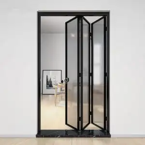 极窄厨房吊轨折叠门推拉门隐形无轨道 伸缩 家用卫生间阳台铝合金