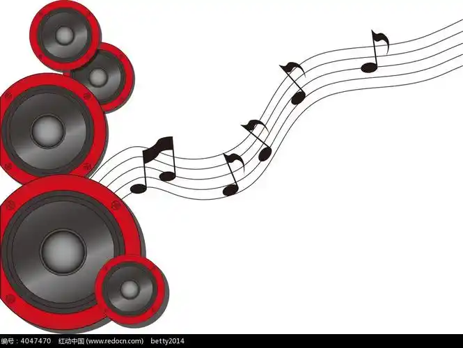 从喇叭中出来的动感音符