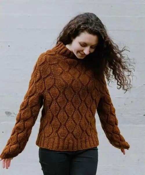 焦糖色的毛衣看着好暖和#棒针编织#毛衣